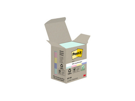Post-it Bloc-note adhésif Recycling notes, 51x38 mm, assorti