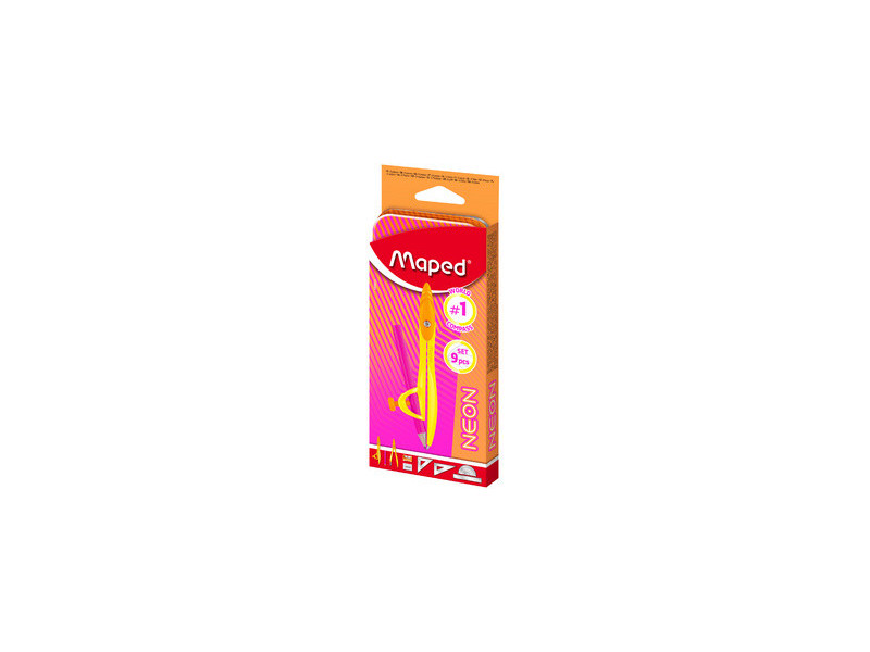 Maped Coffret de géométrie Mathset STUDY NEON, 9 pièces