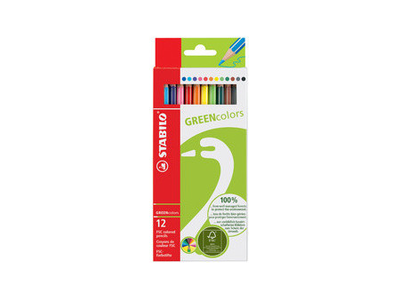 STABILO Crayon de couleur GREENcolors, étui carton de 12