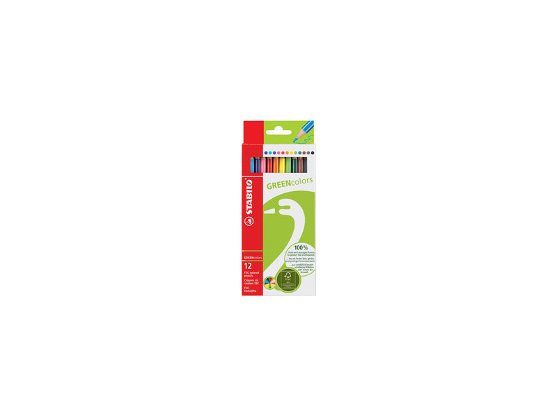 STABILO Crayon de couleur GREENcolors, étui carton de 12