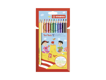STABILO Crayon de couleur Trio long, corps large, étui de 12