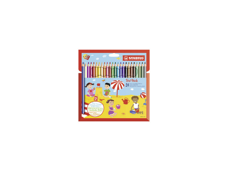 STABILO Crayon de couleur Trio long, corps large, étui de 18