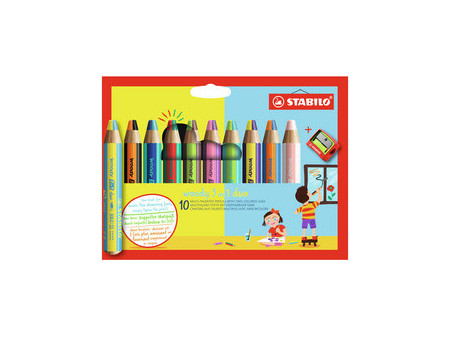 STABILO Crayon multi-talents woody 3 en 1 duo, étui de 5
