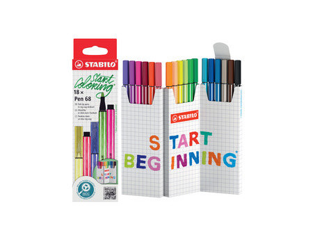 STABILO Feutre Pen 68, set zigzag de 18 pièces