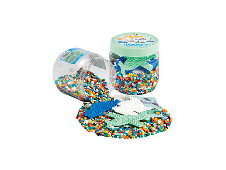 Hama Perles à repasser midi + plaque à picots, pot plastique