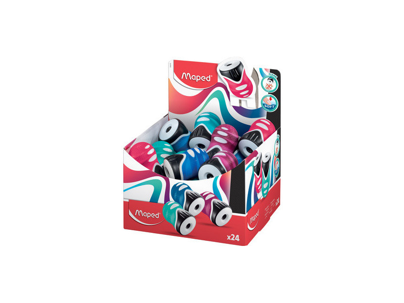 Maped Taille-crayon Clean Grip, assorti, présentoir de 24