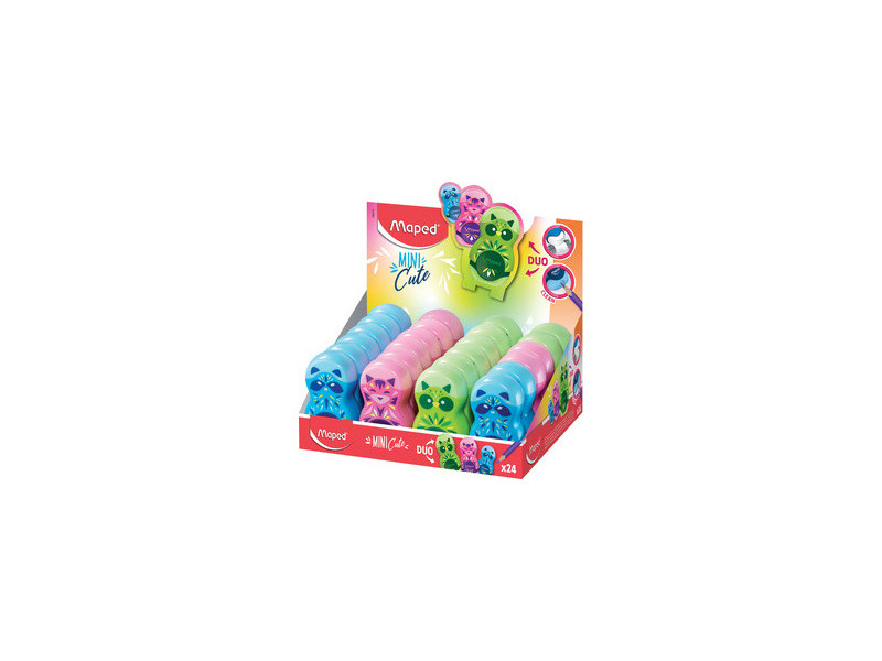 Maped Taille-crayon/gomme Loopy MINI CUTE, présentoir de 24