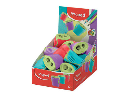 Maped Double taille-crayon, en plastique, présentoir de 24
