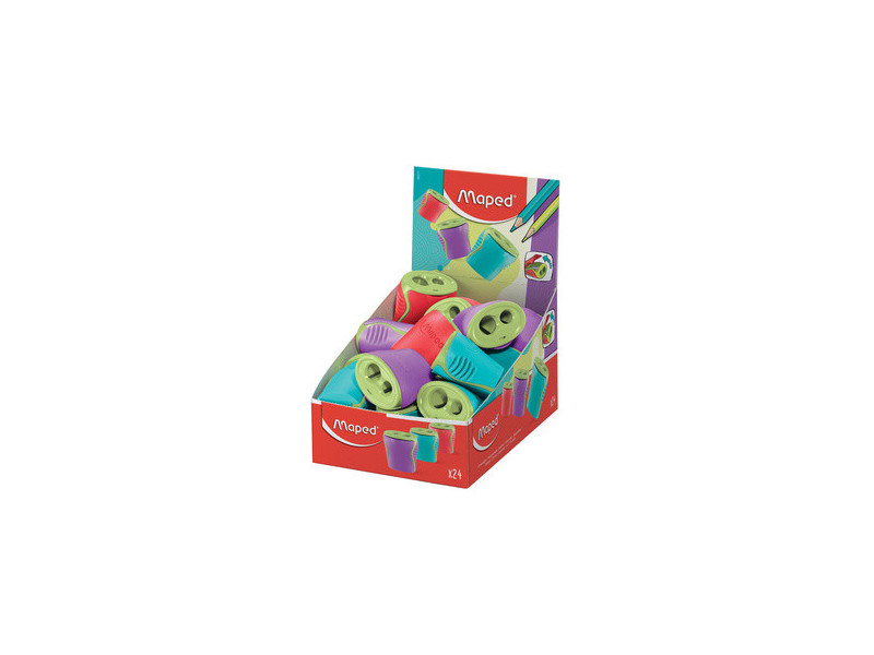 Maped Double taille-crayon, en plastique, présentoir de 24