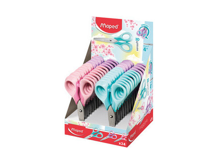 Maped Ciseaux Sensoft 3D PASTEL, rond, présentoir de 24
