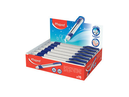 Maped Crayon gomme Gom-Pen, blanc/bleu, présentoir de 15
