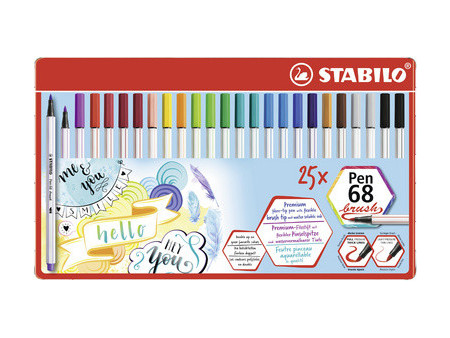 STABILO Feutre pinceau Pen 68 brush, étui en métal de 25