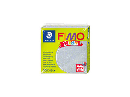 FIMO kids Pâte à modeler, à cuire, blanc paillette, 42 g