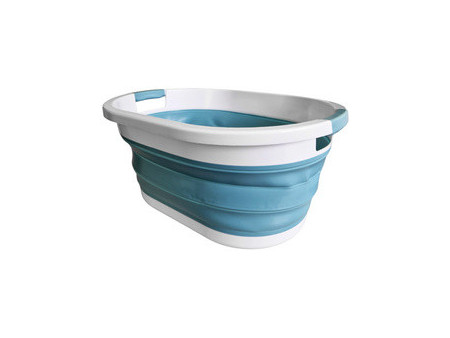 Linden Berg Corbeille à linge, pliable, turquoise/blanc