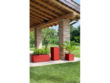 tera Colonne à plantes 'Schio Cubo Alto 80', bianco