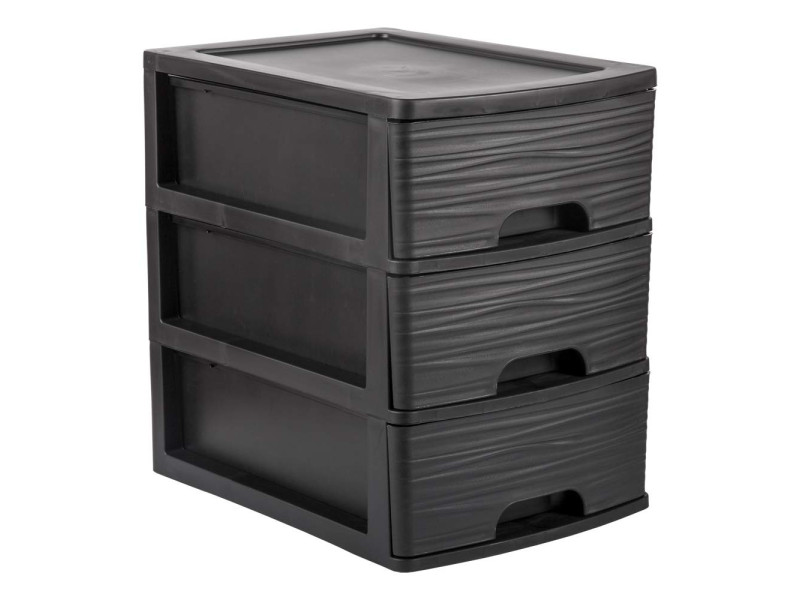 EDA Module de classement STONE, A4, 3 tiroirs, PP, noir