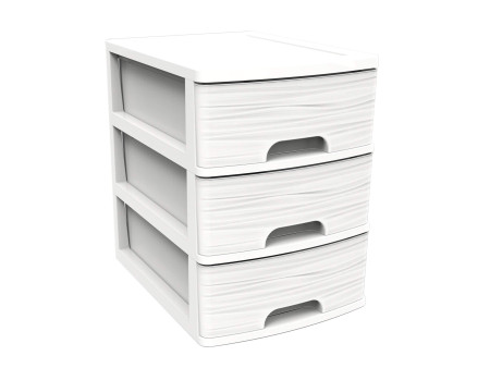 EDA Module de classement STONE, A4, 3 tiroirs, PP, blanc