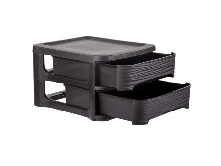 EDA Module de classement STONE, 2 tiroirs, PP, noir