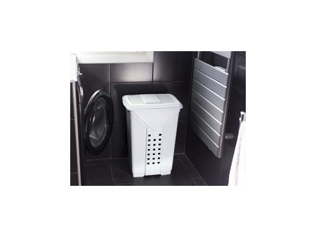 EDA Panier à linge PRIMA, avec couvercle, 60 L, blanc