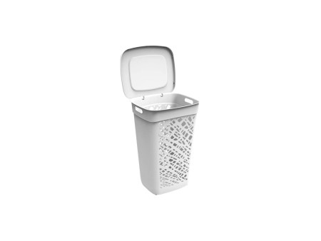 EDA Panier à linge ALMERIA, avec couvercle, 60 L, blanc