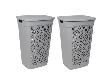 EDA Panier à linge ALMERIA, avec couvercle, 60 L, gris