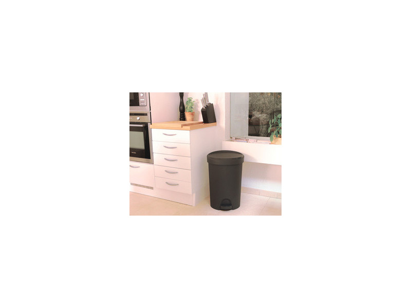 EDA Poubelle à pédale Stepy, 45 litres, PP, gris/anthracite