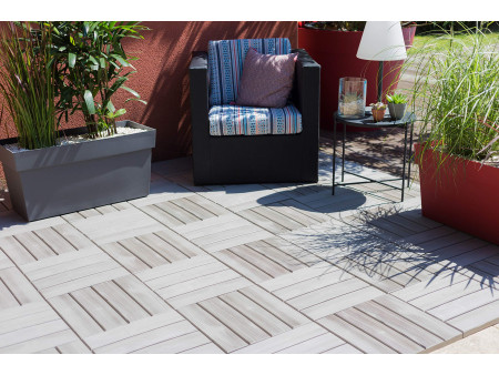 EDA Dalle de sol imitation bois, (L)384 mm, plastique, taupe