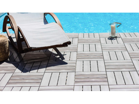 EDA Dalle de sol imitation bois, (L)384 mm, plastique, taupe