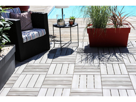 EDA Dalle de sol imitation bois, (L)384 mm, plastique, taupe