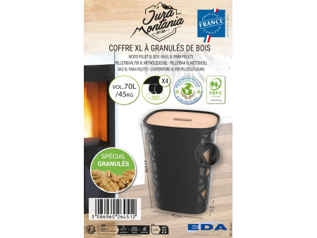 EDA Bac à pellets, 70 litres, noir