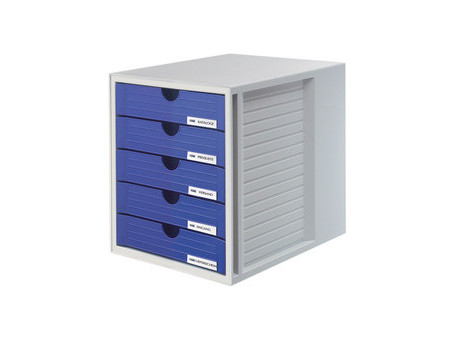 HAN Module de classement SYSTEMBOX, 5 tiroirs, gris/bleu