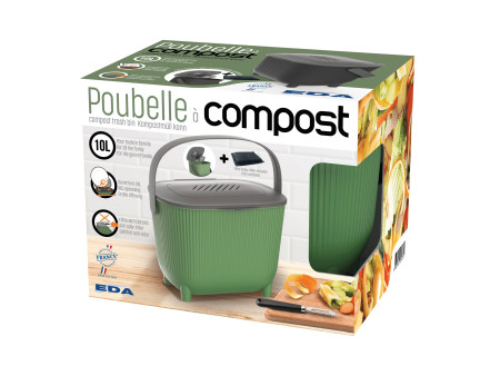 EDA Poubelle à compost avec filtre, noir/anthracite
