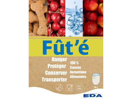 EDA Fût de stockage, 50 litres, plastique, blanc