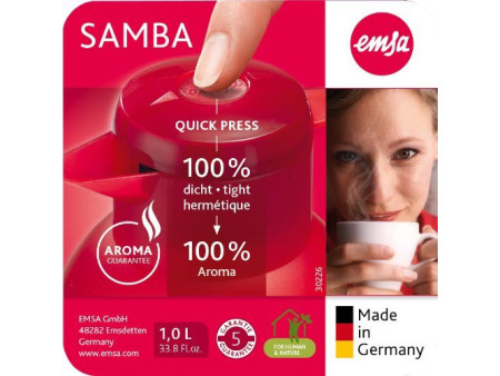 emsa Pichet isotherme SAMBA, 1 litre, rouge translucide