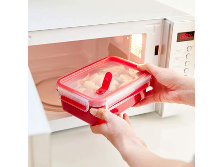 emsa Boîte pour micro-ondes CLIP & MICRO, 0,55 L, rouge
