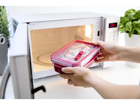 emsa Boîte pour micro-ondes CLIP & MICRO, 0,80 L, rouge