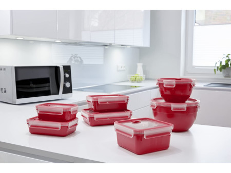 emsa Boîte pour micro-ondes CLIP & MICRO, 1,2 L, rouge