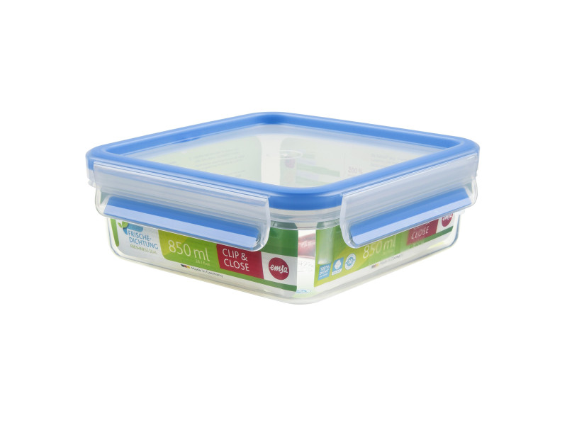 emsa Boîte de conservation CLIP & CLOSE, carré, 0,85 litre