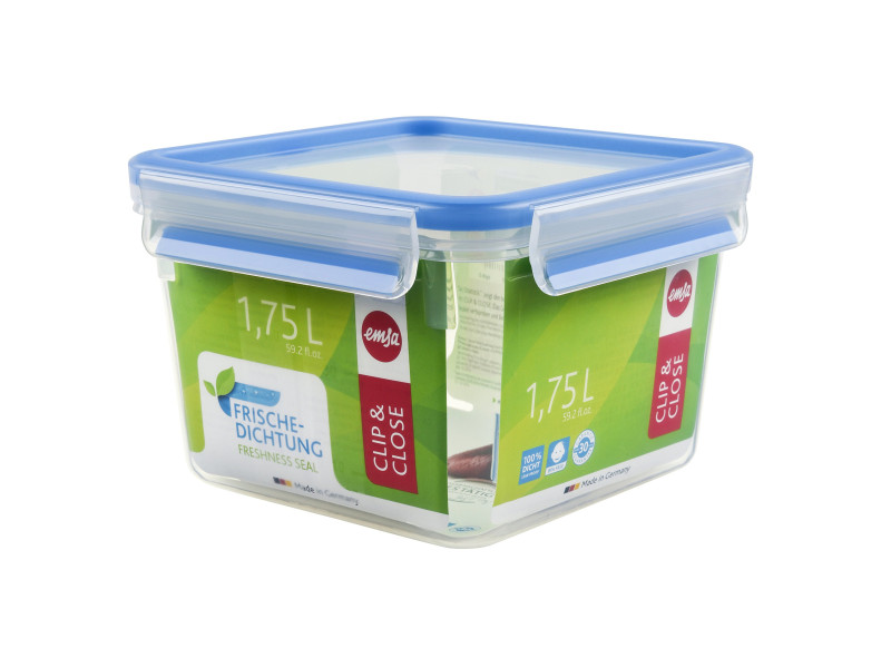 emsa Boîte de conservation CLIP & CLOSE, carré, 1,75 litres