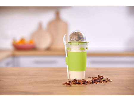 emsa Mug pour yaourt CLIP & GO, avec cuillère et récipient