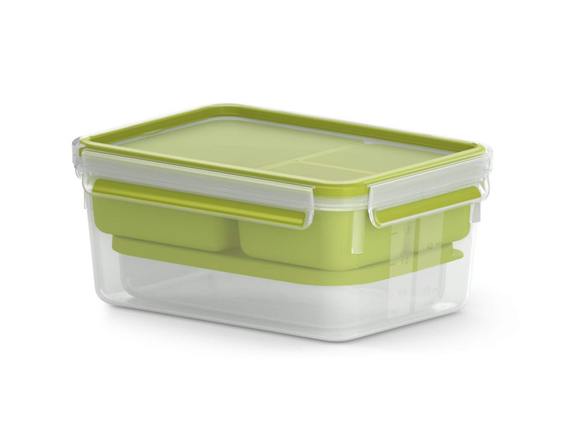 emsa Boîte repas XL CLIP & GO, 2,3 litres, transparent/vert