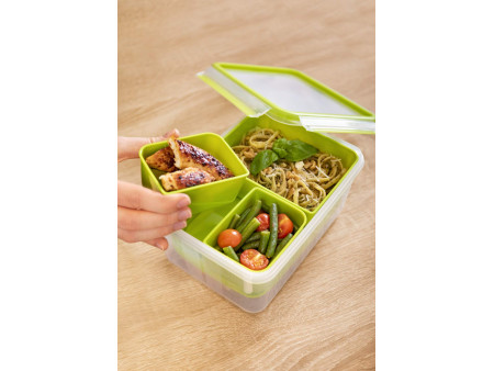 emsa Boîte repas XL CLIP & GO, 2,3 litres, transparent/vert