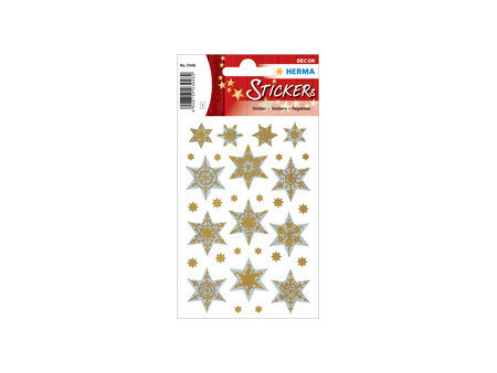 HERMA Sticker de Noël DECOR 'étoiles', or, holographie