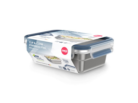 emsa Boîte de conservation CLIP & CLOSE STEEL, 0,8 L, bleu