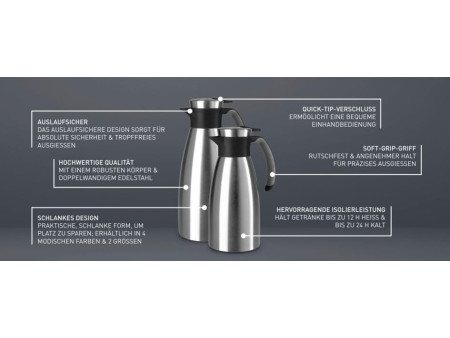 emsa Pichet isotherme SOFT GRIP, 1 litre, acier inox /