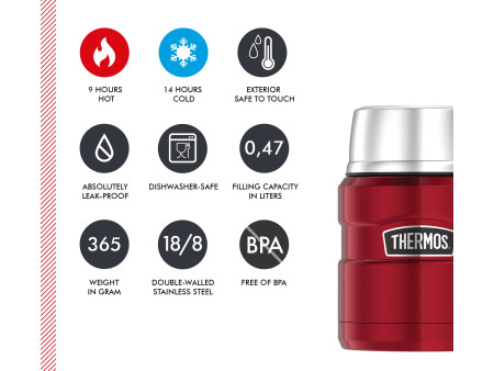 THERMOS Récipient alimentaire STAINLESS KING, 0,47 l, rouge