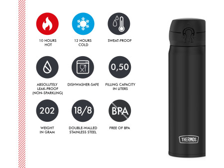 THERMOS Bouteille isotherme Ultralight, 0,5 litre, noir