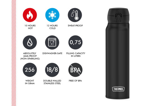 THERMOS Bouteille isotherme Ultralight, 0,75 l, noir