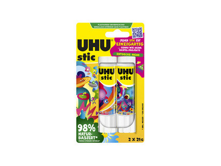 UHU Bâton de colle stic UNIQUE, sans solvant, 2x 21 g
