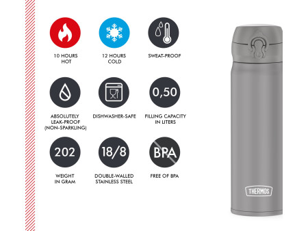 THERMOS Bouteille isotherme Ultralight, 0,5 litre, gris